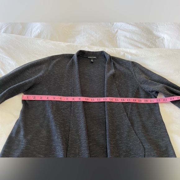Eileen Fisher | Cardigan Open Front | Organic Linen Blend SZ Large Dark Gray - Picture 9 of 9